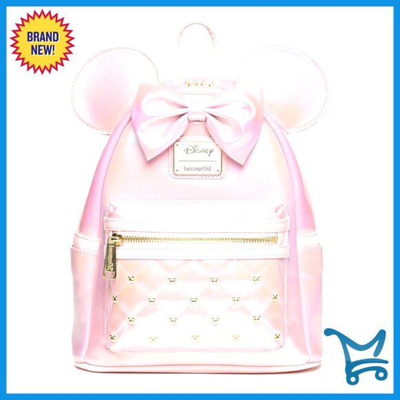 Faux Leather Mini Backpack with Studded Hardware and Quilted Details main image 6
